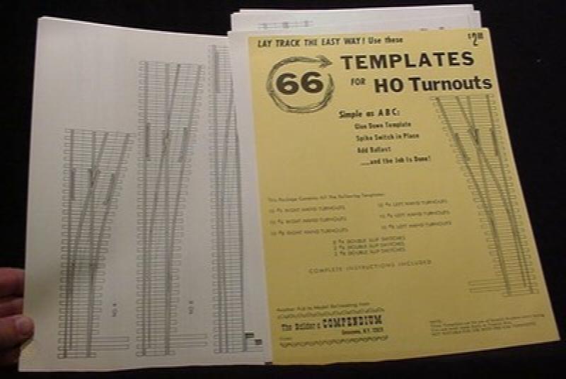 66 TEMPLATES FOR HO TURNOUTS LAY TRACK THE EASY WAY GLUE DOWN THE TEMPLATE