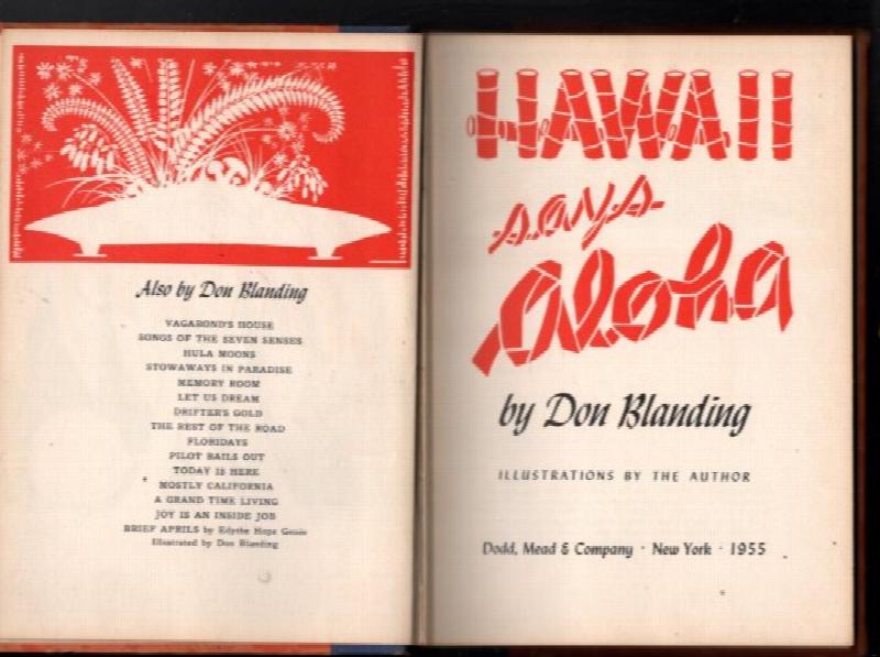 HAWAII SAYS ALOHA rare HC BOOK Vintage POETRY Illustrated DON
