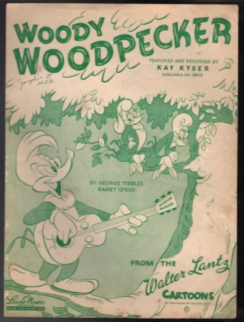 Vintage Sheet Music Woody Woodpecker Kay Kyser 1948 Walter Lantz Cartoons